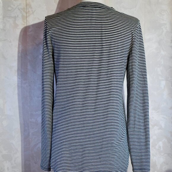 Banana Republic Fabletics Black & White Striped Seamless Long Sleeve Tee S - Picture 4 of 5